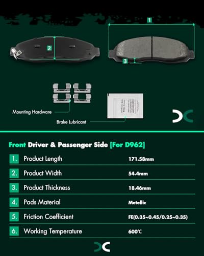 Image of SCITOO D962-7861 Disc Brake Pads Sets Front Metal Brake Pads w /Hardware