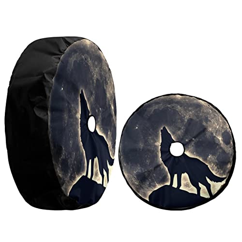 Image of Howling Wolf Spare Tire Cover with Backup Camera Hole Wheel Tire Cover Fit Trailer, RV, SUV and Many Vehicle 14inch