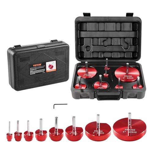 VEVOR PVC Pipe Reamer Kit, Aluminum Alloy, PVC Pipe Fitting Reamer Plumbing Tools Kit, Socket Saver for SCH 40 Pipe, Contains 1/2'', 3/4