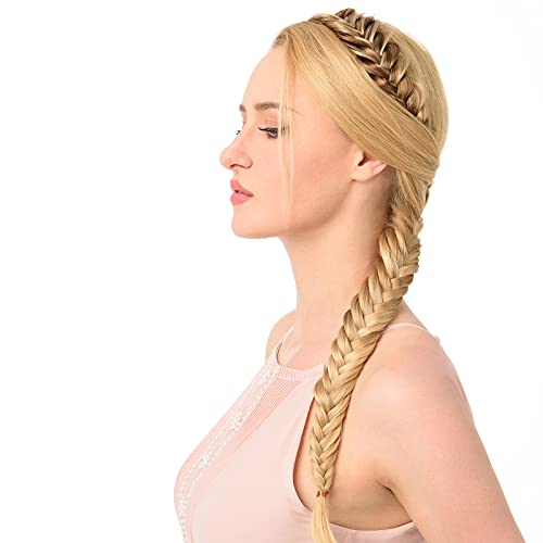 Diguan Messy Wide 2 Strands Synthetic Hair Braided Headband Hairpiece Women Girl Beauty Accessory, 62G/2.1 Oz (Highlighted) #TOP6