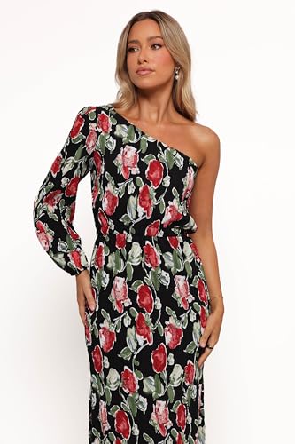 Image of Petal & Pup Women's Pontee One Shoulder Pleated Midi Dress