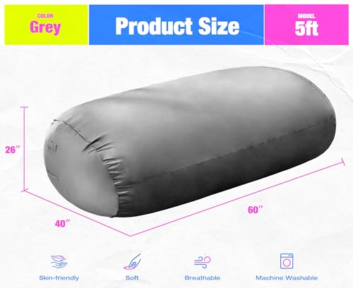 Image of Hobestluk 5FT Bean Bag Chair Large Beanbag Lounger with Removable Cover Adult Bean Bag Chair with Portable Handle Desgin for Living Room Bedroom (Grey, 5FT)