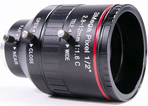 Aida Imaging CS-Mount 2.8-12mm Varifocal 3 Megapixel Manual Iris Lens, (CS-2812V)
