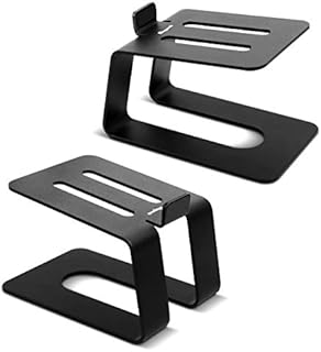 Stageek Pair of Aluminum Desktop Speaker Stands, Universal Desk Speaker Stand for Studio Monitors, Bookshelf Computer Speakers, Black