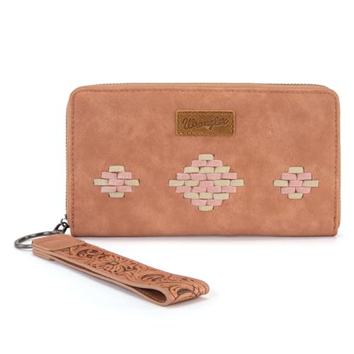 Image of Wrangler Wristlet Wallet, Women Clutch Purses RFID Blocking with Aztec Boho Western Wrist Strap, Wristlet Purse with Zipper Pocket Card Holder for Women Girls Casual Travel Daily, WG310-W006DPK