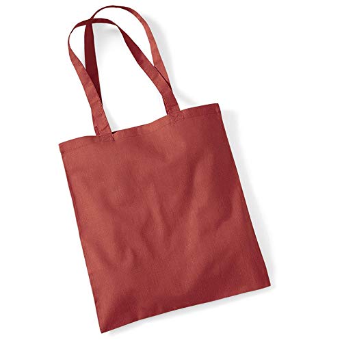 Image of Shopping Bag Bright Tote Long Handle Bag for Life 100% Cotton Canvas Printable (Orange Rust)