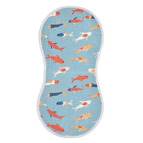 Cartoon Colored Fish Minimalism Cotton Burp Cloths Easy Care Feeding Cloth for Gender Neutral Set of 2, 22x11in2