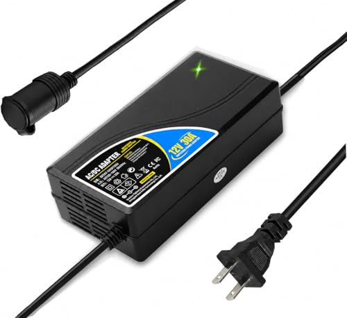 Yutasa AC/DC変換アダプター 12V 30A 360W シガーソケット対応 AC100V-140V対応 家庭用コンセント変換 車載機器対応 電源コンバーター 空気入れ 車載炊飯器 カー冷蔵庫対応 冷却ファン搭載