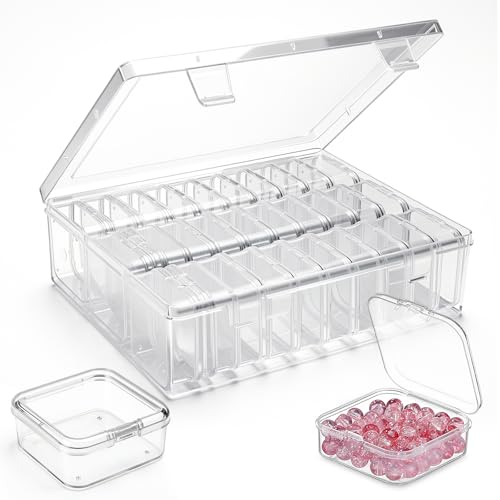 DESPOINA 30 Pièces Boite Transparente, Petite Boite de Rangement Plastique avec Couvercle, Boite Rangement Plastique, Caisse Rangement pour Petits Objets,...