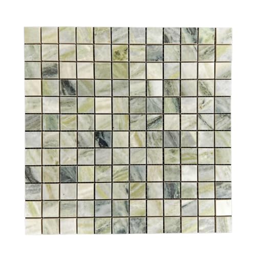 Tenedos HTC174 Verdant Essence 1x1 Green Marble Look Porcelain Mosaic