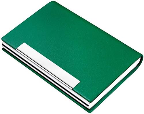 Padike Business Card Holder, Business Card Case Professional PU Leather & Stainless Steel Multi Card Case,Business Card Holder Wallet Credit Card ID Case/Holder for Men & Women. (U-Green)