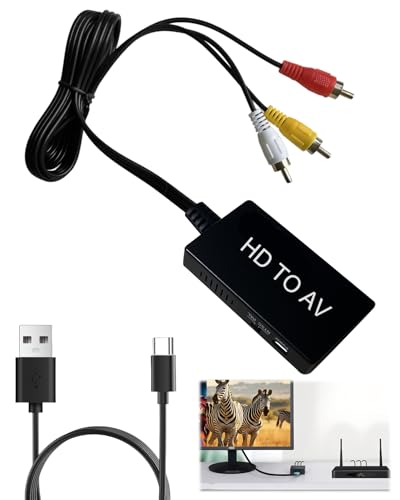 HDMI to RCA Converter HDMI to AV Adapter with RCA Composite Video Converter PAL/NTSC Switch Supports for TV Stick Roku DVD PS3 Fire Stick Old TV Monitor Projector Android Televison Box