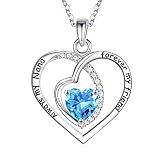 IEFUP Grandma Birthday Gifts Nana Necklace, 925 Sterling Silver March Birthstone Aquamarine Necklace