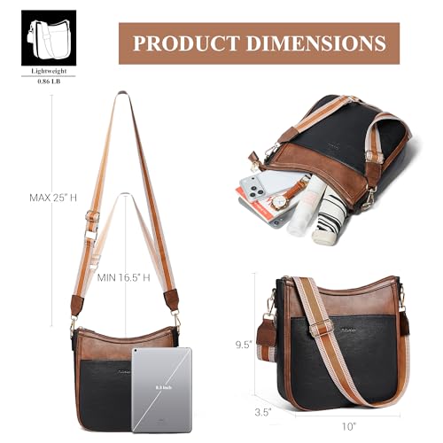 Image of Leather Crossbody Purse for Women Crossbody Bag for Daily Travel | Trendy Vegan Leather Medium Crossbody Purse with Adjustable Strap Women's Hobo Shoulder Handbags for Work