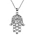 AeraVida Henna Hamsa Hand of Fatima with Evil Eye .925 Sterling Silver Necklace