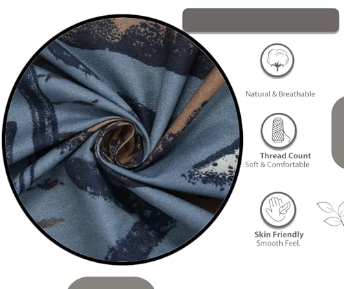 Image of IVAZA Ezyption Cotton Super Soft 240 TC Elastic Fitted All Around Elastic Printed King Size Double Bed Bedsheet with 2 Pillow Cover 72 inch X 78 inch Grey Sky