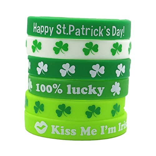 24 STÜCKE St. Patrick's Day Armbänder Armreif Shamrock mit Silikonringen Klee Armband zum Schenken Cover