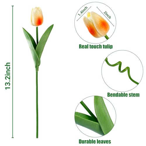 Image of Sggvecsy 30 Pcs Fake Tulips Artificial Flowers Real Touch PU Faux Flowers Tulip Stems for Wedding Floral Arrangement Spring Bouquet Home Party Office Decorations for Mother's Day (Multi Colors)
