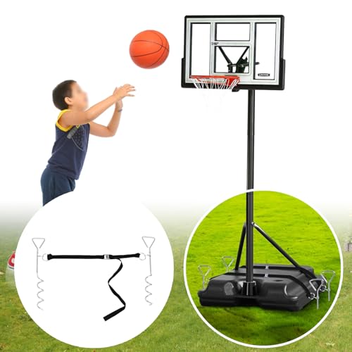 KVMORZE 2 Set Basketball Goal Anchor, Heavy Duty Basketball Hoop Tie Down Kit with Adjustable Straps for Basketball Ground Stakes Mounting Trampoline Swing Tent