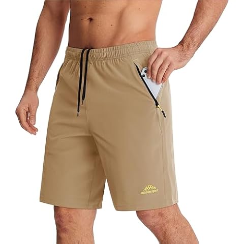 BIYLACLESEN Running Shorts for Mens Workout Shorts Gym Summer Shorts Lightweight Quick Dry Basketball Athletic Shorts Golf Tennis Hiking Shorts Khaki 34 Cover