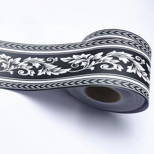 VisitRyl Cenefas Adhesivas para Cocina Baño Decorativas Hoja de buttercup negra 12cm X 1000cm Fácil Aplicación Resistente Agua