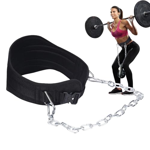 Opilroyn Cinturón de gimnasio – Soporte lumbar para espalda, con cadena de 27.6 pulgadas, cinturón de entrenamiento de pesas | para sentadillas, estocadas, peso muerto, hrusters, dominadas