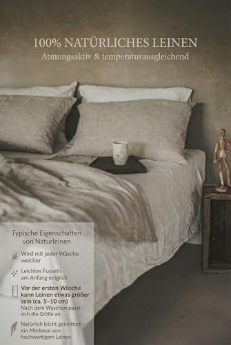 Housse de couette 100% lin lavé naturel 200x200 cm chic pour lit double - 3