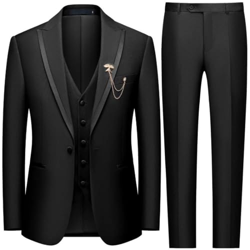 Men Slim Fit Jacket Vest Pants Three Piece Set Wedding Business Casual Dance Suit Formal Outfits2