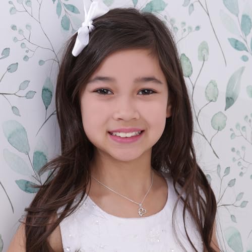 Cherished Moments Girl's Sterling Silver First Communion or Confirmation "Dangling Cross" Heart Necklace2