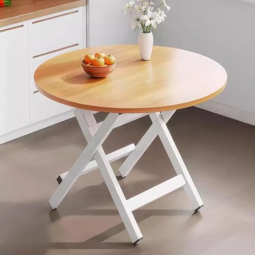 Image of Multi-Purpose Portable Foldable Wooden Table Desk with Durable Powder Coated Finish - Perfect for Home, Dining, Study, Coffee Table,Compact Spaces Pre-Assembled (L*81,B*80,H*75) cm.