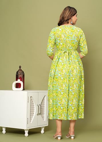 Image of Maternity Feeding Kurti for Women | Cotton Blend Anarkali Dress with Nursing Zip for Pre & Post Pregnancy