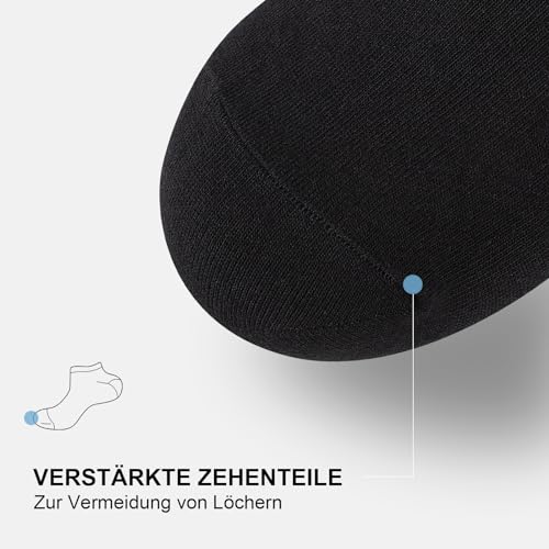 fitfets Sneaker Socken Herren Damen Baumwolle 10 Paar Sneakersocken Kurz Sneakersocken Socks Unisex Schwarz Weiß Grau,Schwarz,39-42 6