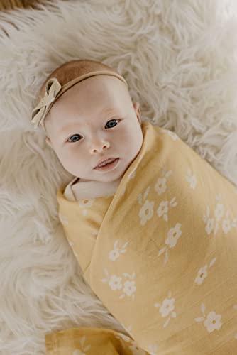 Image of Mini Wander Swaddles for Newborns Muslin Swaddle Blankets - Breathable Soft Gender Neutral Receiving Blanket Baby Essentials | 47 x 47 Cotton - Blankets (Buttercup)