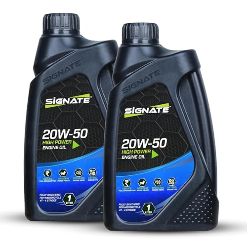 Image of Signate 20W50 Street Race Bike Engine Oil 1L, High Performance Engine Oil for Motor Cycle, Maximum Gear Protection & Efficient Performance Bike Oil (Pack of 2)
