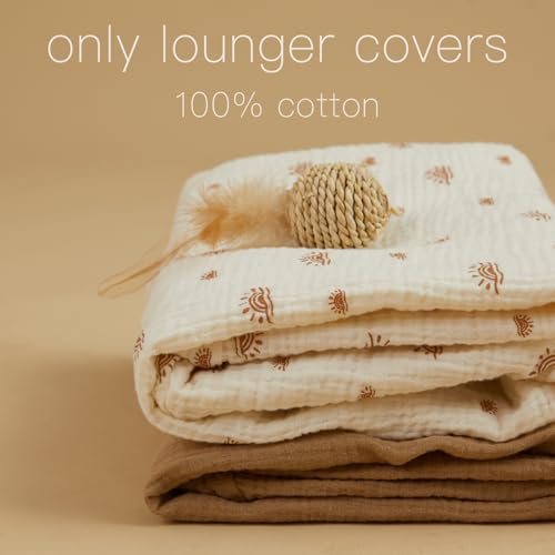 Image of Baby Lounger Cover, Muslin Baby Nest Cover 2 Pack, 100% Cotton Newborn Lounger Cover, Infant Lounger Cover, Breathable Adjustable Slipcover for Boys Girls, Covers Only