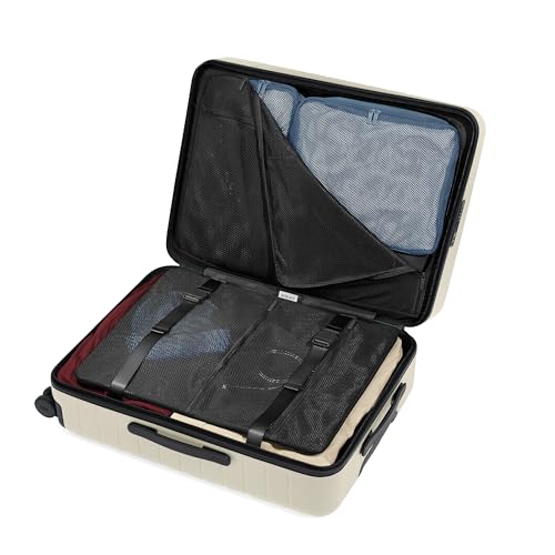 Image of Away Medium Checked Luggage, Lightweight Hard Shell Suitcase with Spinner Wheels, Durable Rolling Luggage, TSA Lock, 26 Inch, Salt White Matte