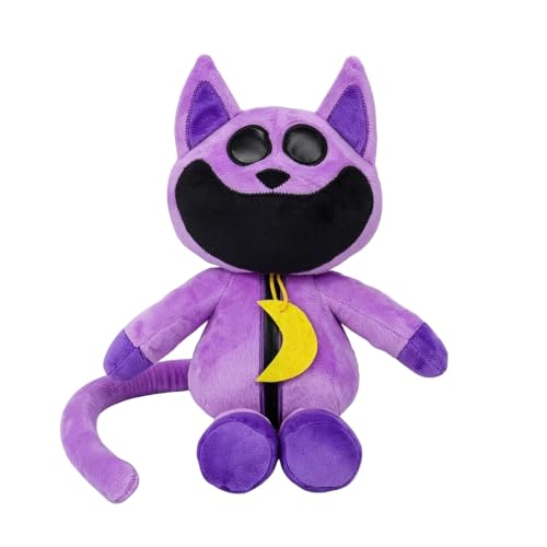 Makone Plushies Doll Cuddly Plushie Animal Soft Toy Cute Stuffed Kids Soft Toys Purple Cute Smiling Cat Head Plush Toys Ideal Plush Bedroom Decoration Birthday Gift Toy for Girls Boys Fans