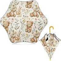 CHIFIGNO Adorable Bears and Rabbits Kids Umbrella Boy Girl Wind Proof Umbrellas for Rain Sun Umbrella UV Protection Children's Umbrellas