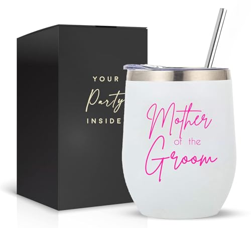 Your Dream Party Shop Mother of The Groom Gifts, Stainless Steel 12oz Wine Tumbler with Lid and...