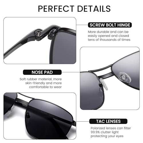 DUCO Rectangle Sunglasses for Men Women Polarized Sunglasses UV400 Driving Fishing Retro Sun Glasses DC30404