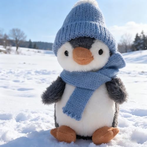 JcvPot Kuscheltier Pinguin 3er Set, 16 cm Weiches Stofftier mit Mütze und Schal, Ideal für Kinder und Erwachsene, Niedliches Geschenk für Geburtstage und Weihnachten