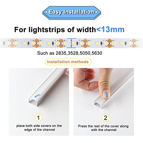 VST 10Pack 3.3 ft LED Aluminum Channel with Milky White Cover U Shape 15x8mm, Led Strip light Track With End Caps and Mounting Clips Accessories, Aluminum Profile for Led Strip Lights