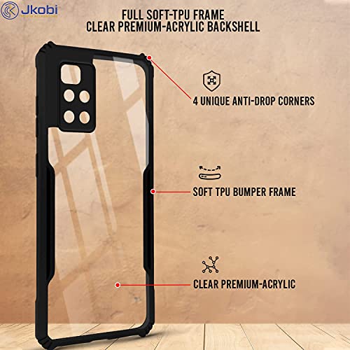 Image of Jkobi Back Cover Case for Xiaomi Mi Redmi 10 Prime (Crystal Glass Back | Camera Protection | Shockproof Bumpers | Professional Black)