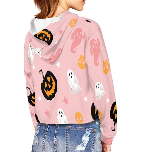 Festival Print Girls Cropped Hoodie, Soft Pullover Sweatshirt for Girl Trendy Short Sleeve Hooded Top,5-14Y2
