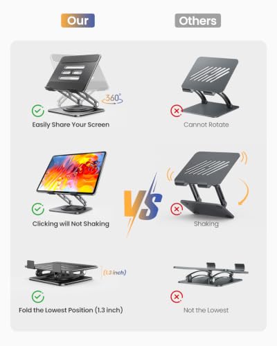 Image of LOXP Adjustable Tablet Stand, 360 Rotating iPad Stand with Heavy-Duty Base, Tablet Holder Compatible with 4.7-16.9 inch Device, iPad Pro Air Mini, Kindle, Surface Tablet, Portable Monitors - Black