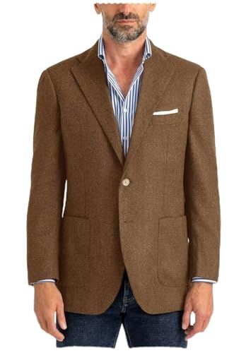Men's Formal Herringbone Blazer Single Breasted Business Tweed Blend Sports Jacket - Main Image
