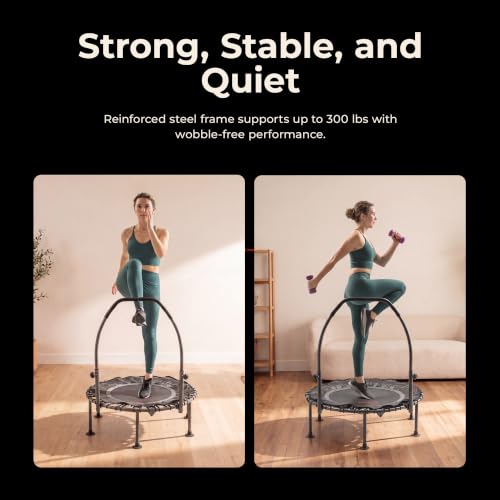 Sunny Health & Fitness 40” Bungee Exercise Trampoline, Adjustable Handlebar - image 5