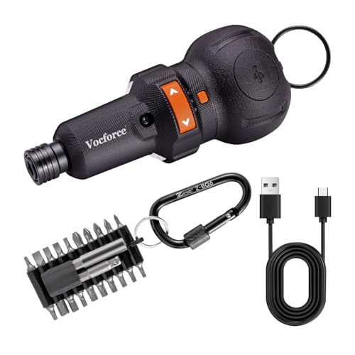 Vocforce 4V Small Electric Screwdriver Set, 400 rpm Max. w/Cordless Rechargeable Battery, USB C...