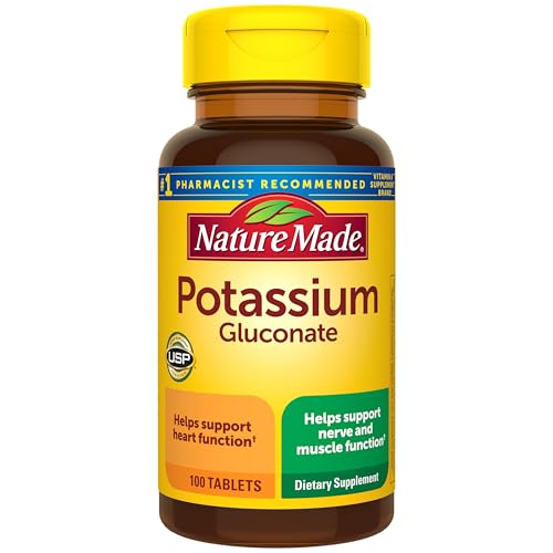 Nature Made Potassium Gluconate 550 mg, Potassium Supplements, Dietary Supplement for Heart Health Support, 100 Tablets, 100 Day Supply