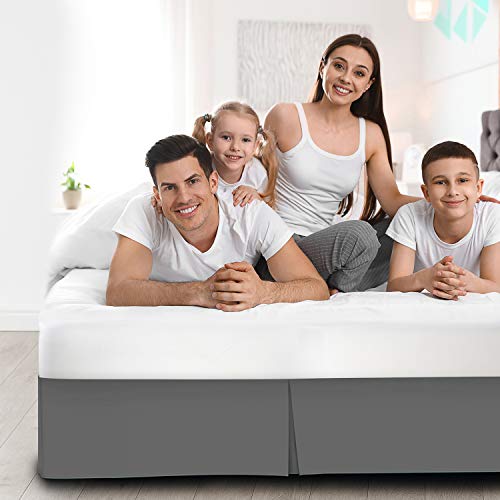 Nestl Dark Gray Bed Skirt Queen Size - Queen Bed Skirt 14 Inch Drop - Brushed Microfiber Bed Skirts - Hotel Quality Pleated Bed Skirt - Shrinkage & Fade Resistant #TOP6